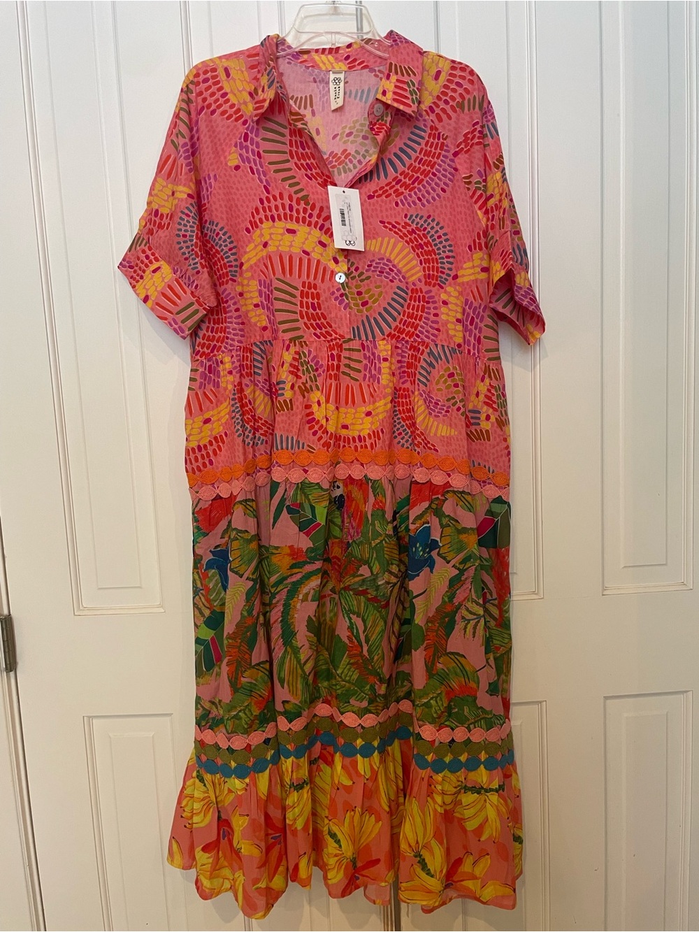 Uncle Frank Pink Tropical Print Maxi Dress NWT $160